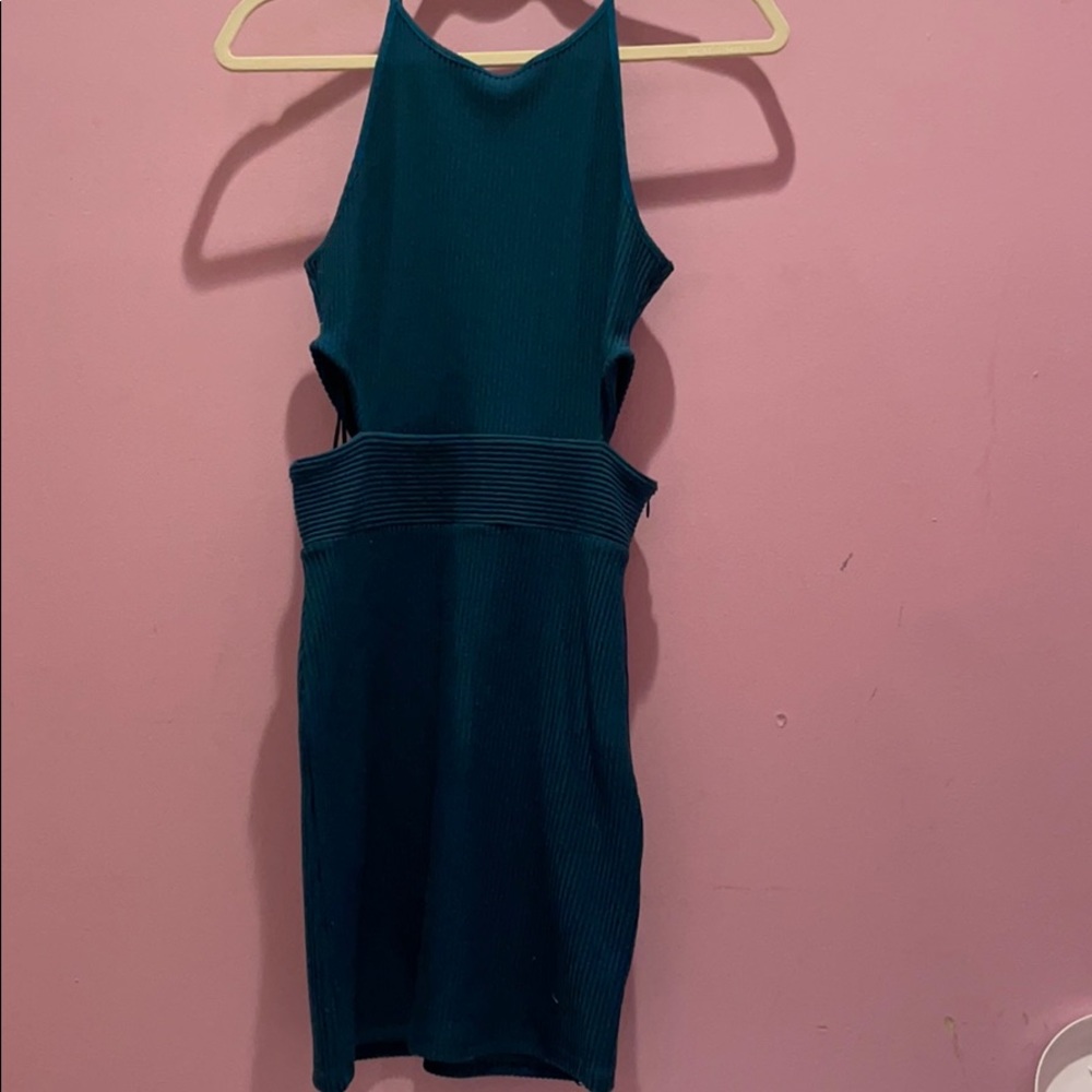 Topshop ribbed cut out dress